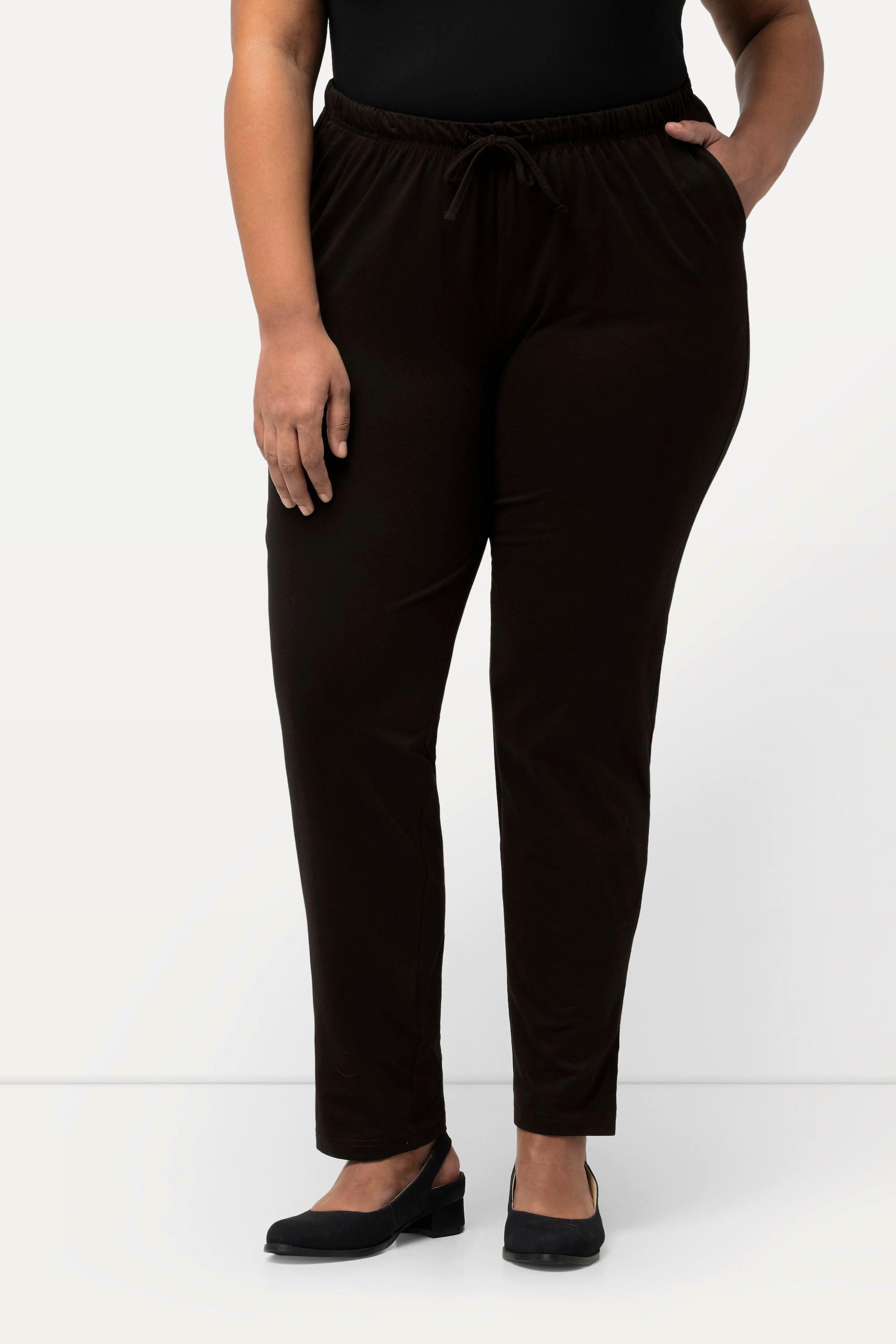 Ulla Popken  Pantalon Slim Fit à taille élastique. Bas de jambe légèrement fendu noir 