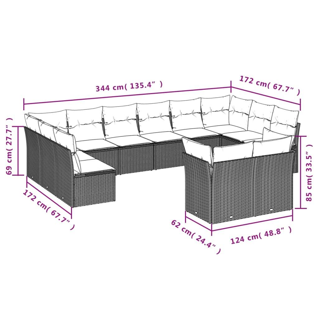 VidaXL set divano da giardino Polirattan  