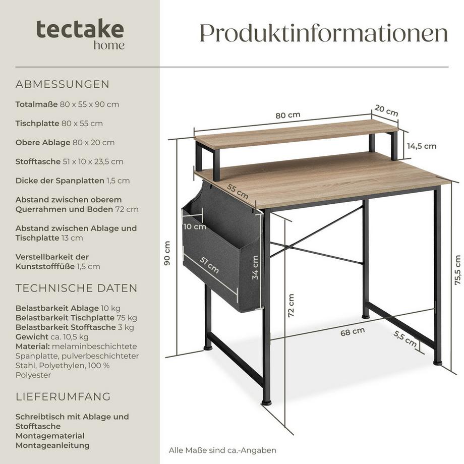 Tectake Bureau EVERETT Style industriel  