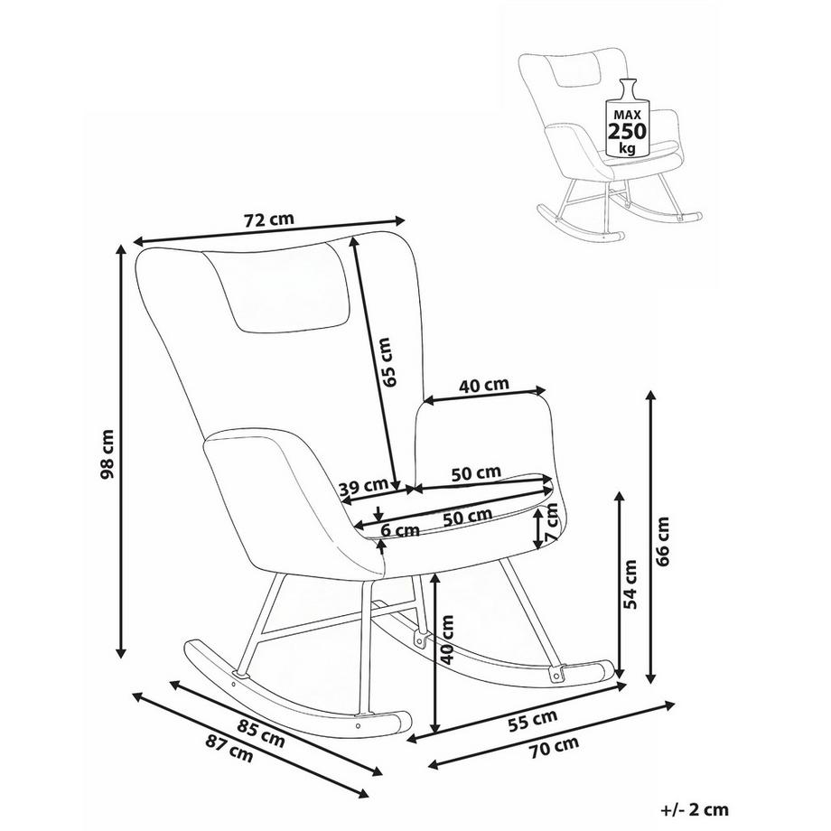 Beliani Fauteuil à bascule en Bouclé Cottage SANDVE  