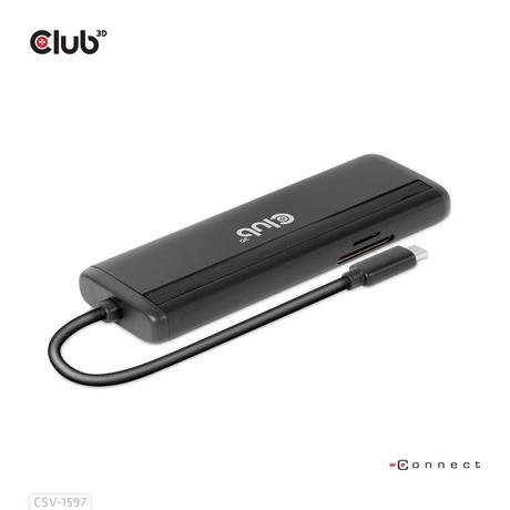 Club3D  USB Gen 1 Type-C 8-in-1 MST Dual 4K60Hz Display Travel Dock 