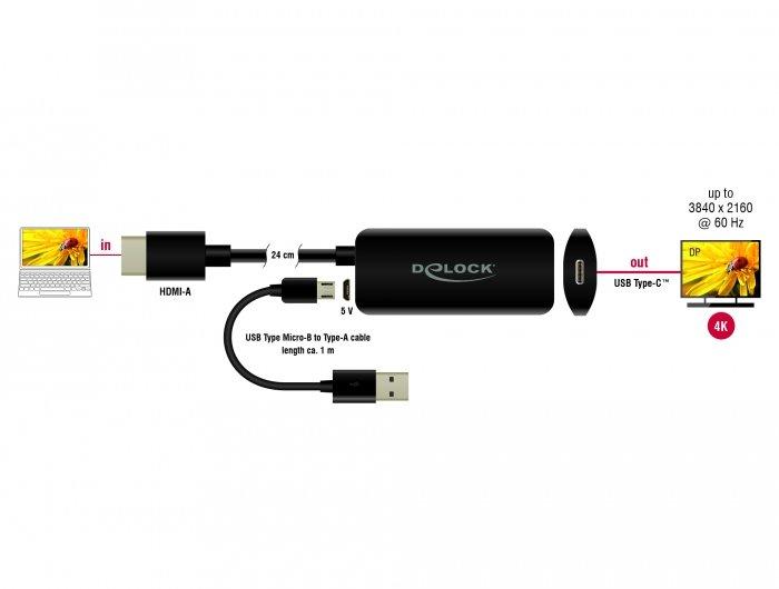 DeLock  DeLOCK Adattatore HDMI-A maschio a USB Type-C femmina (DP Alt Mode) 4K 60 Hz 