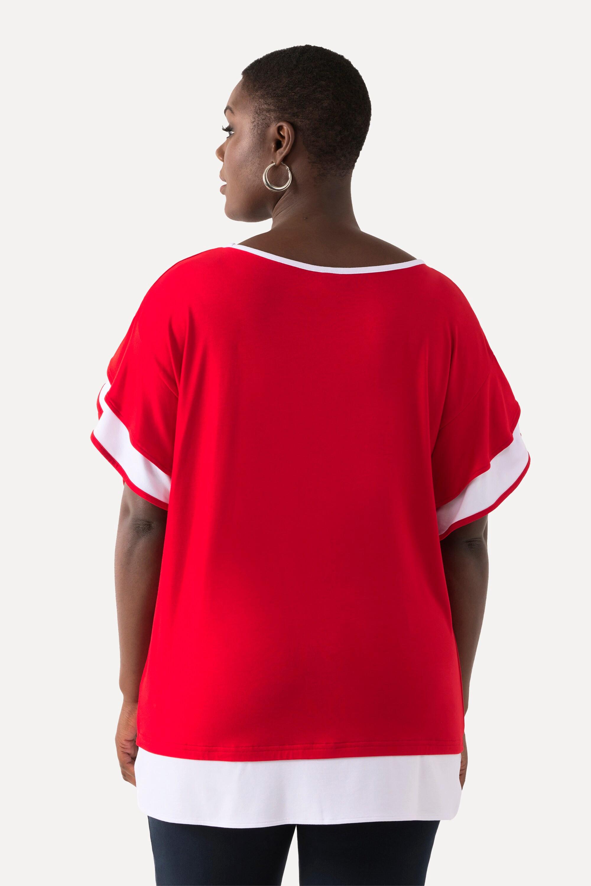 Ulla Popken  T-Shirt, Oversized, Rundhals, Volant-Halbarm 