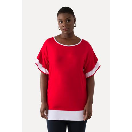 Ulla Popken  T-Shirt, Oversized, Rundhals, Volant-Halbarm 