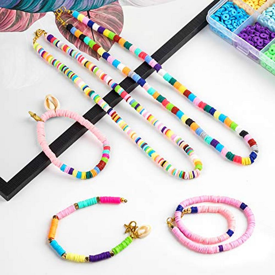 Activity-board  Flache runde Polymer-Ton-Abstandshalter, flache runde Polymer-Ton-Perlen für DIY-Halskette mit Buchstabenperlen Zubehör für die Schmuckherstellung 