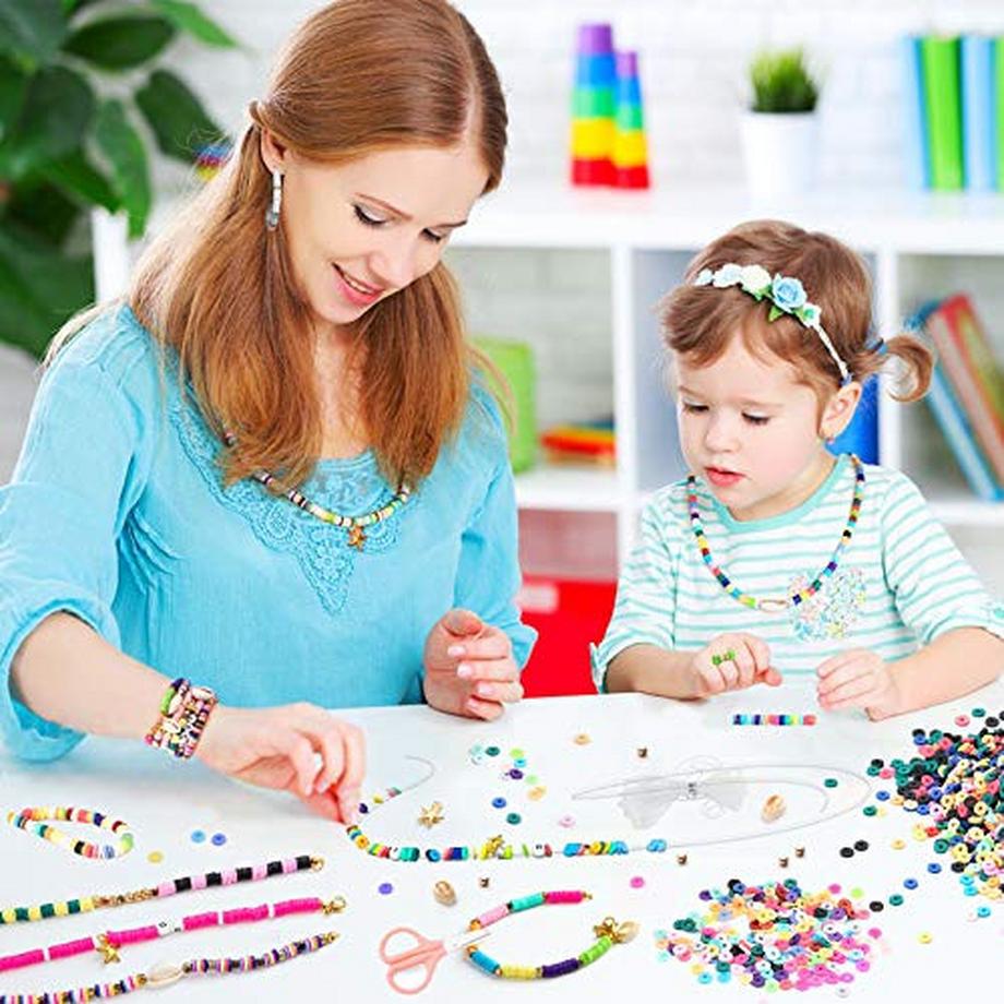 Activity-board  Flache runde Polymer-Ton-Abstandshalter, flache runde Polymer-Ton-Perlen für DIY-Halskette mit Buchstabenperlen Zubehör für die Schmuckherstellung 