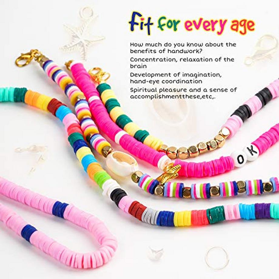 Activity-board  Flache runde Polymer-Ton-Abstandshalter, flache runde Polymer-Ton-Perlen für DIY-Halskette mit Buchstabenperlen Zubehör für die Schmuckherstellung 