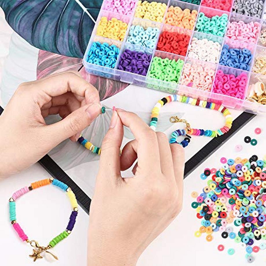 Activity-board  Flache runde Polymer-Ton-Abstandshalter, flache runde Polymer-Ton-Perlen für DIY-Halskette mit Buchstabenperlen Zubehör für die Schmuckherstellung 