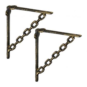 2x Regalträger aus Gusseisen mit Kette