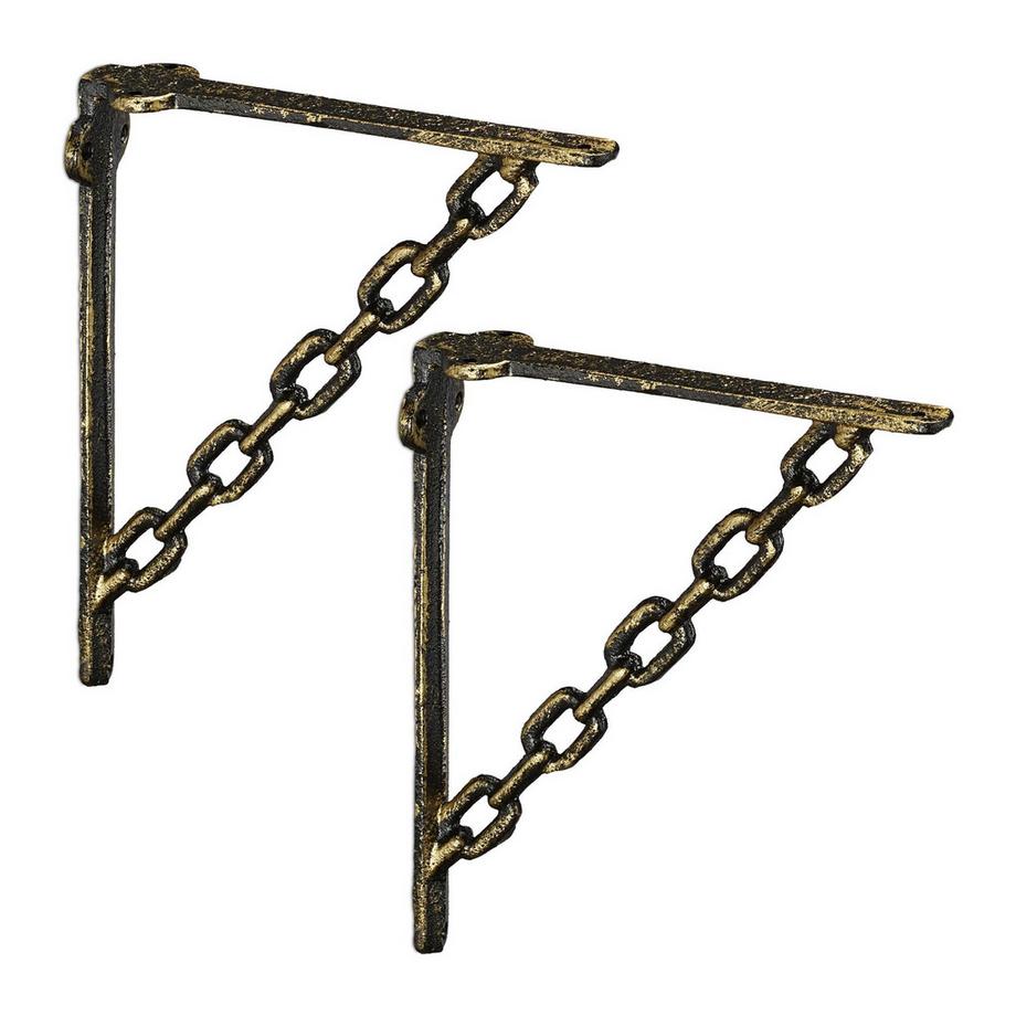 2x Regalträger aus Gusseisen mit Kette
