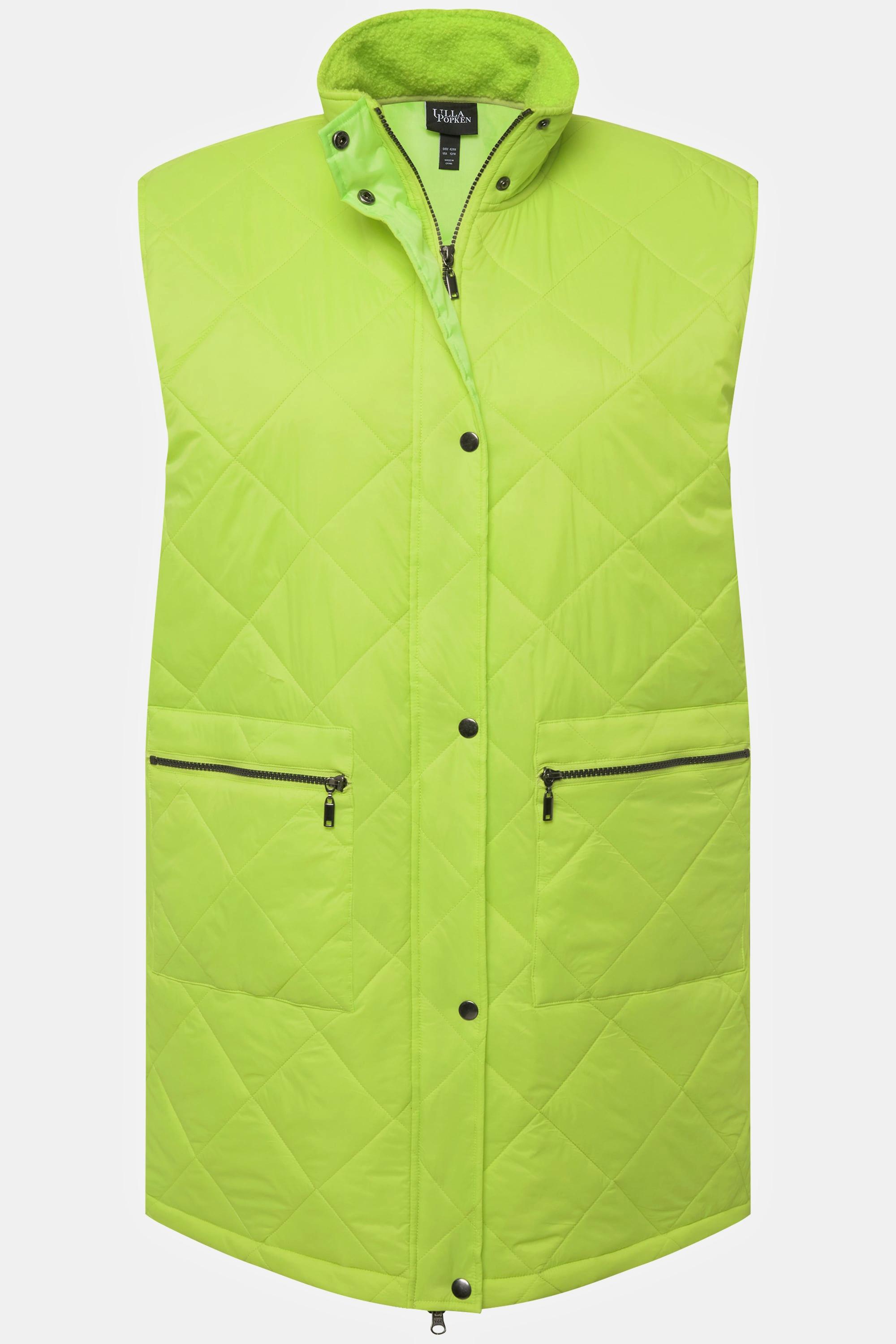 Ulla Popken  Gilet lungo e trapuntato con collo alto, zip e tasche con zip 