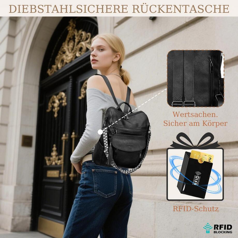 Only-bags.store Sac à Dos de Ville en Cuir Végétalien Étanche  