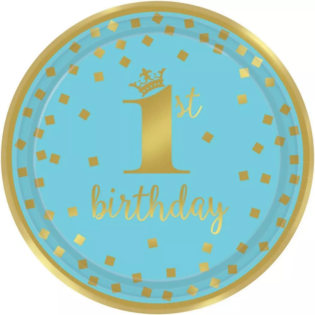 Amscan - Dessertteller, Papier, 1. Geburtstag 8erPack, One Size, Blau