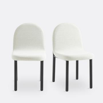 Lot de 2 chaises tissu et métal fer noir