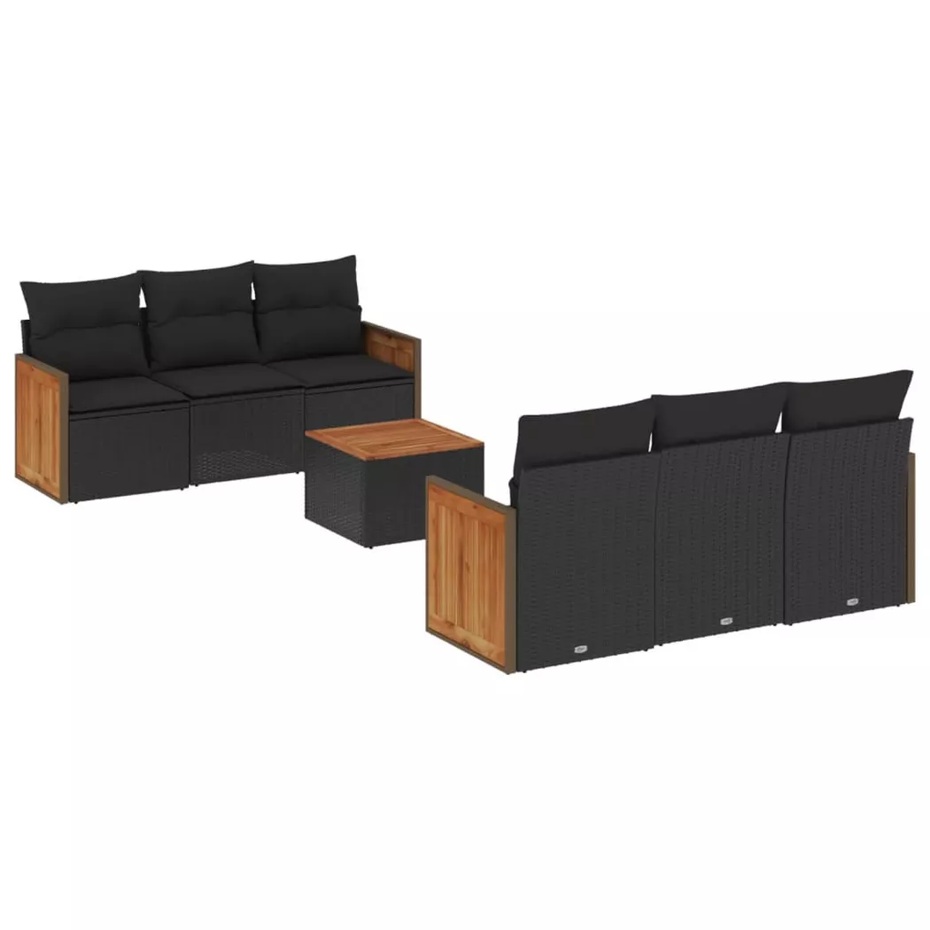 VidaXL - set divano da giardino Polirattan, One Size, Nero