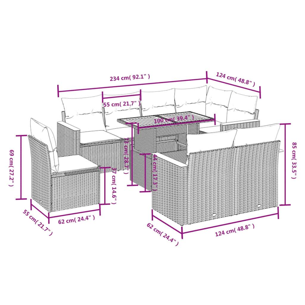 VidaXL set divano da giardino Polirattan  