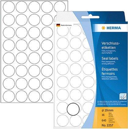 HERMA HERMA Verschlussetiketten 19mm 2257 transparent 640 Stück  