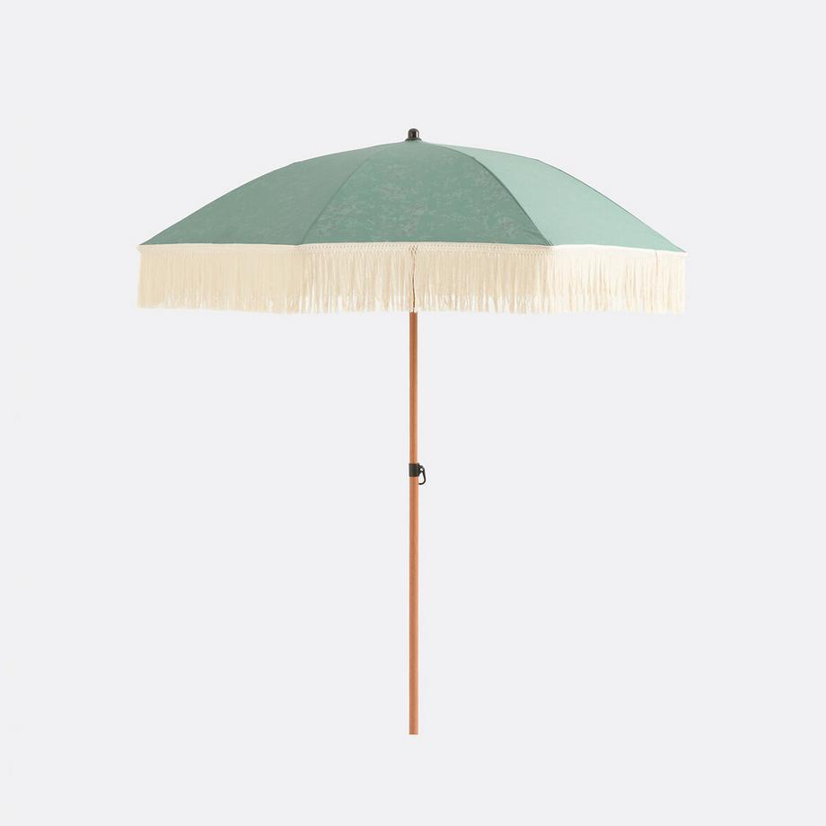 Parasol motif floral à franges