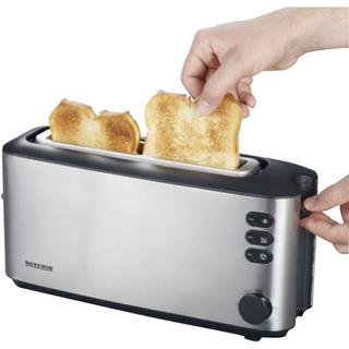 SEVERIN AT  Tostapane lungo Con griglia scaldabriosche integrata Acciaio inox (spazzolato), Nero  