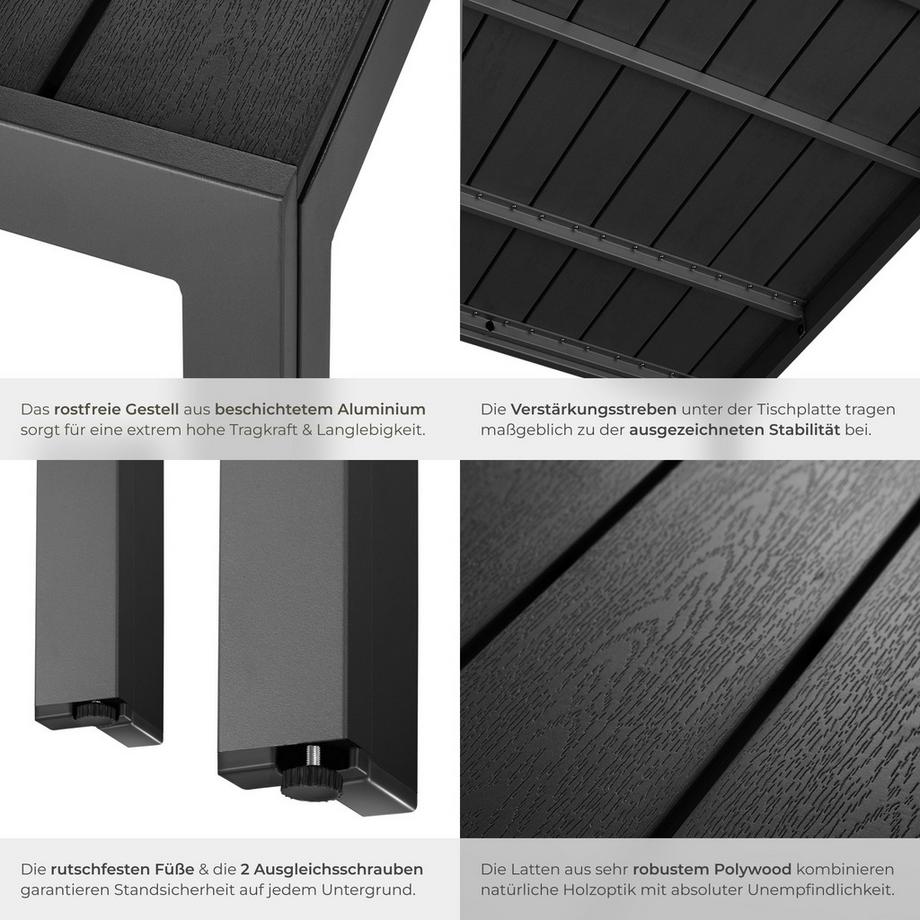 Tectake Tavolo da giardino Maren in alluminio e plastica  