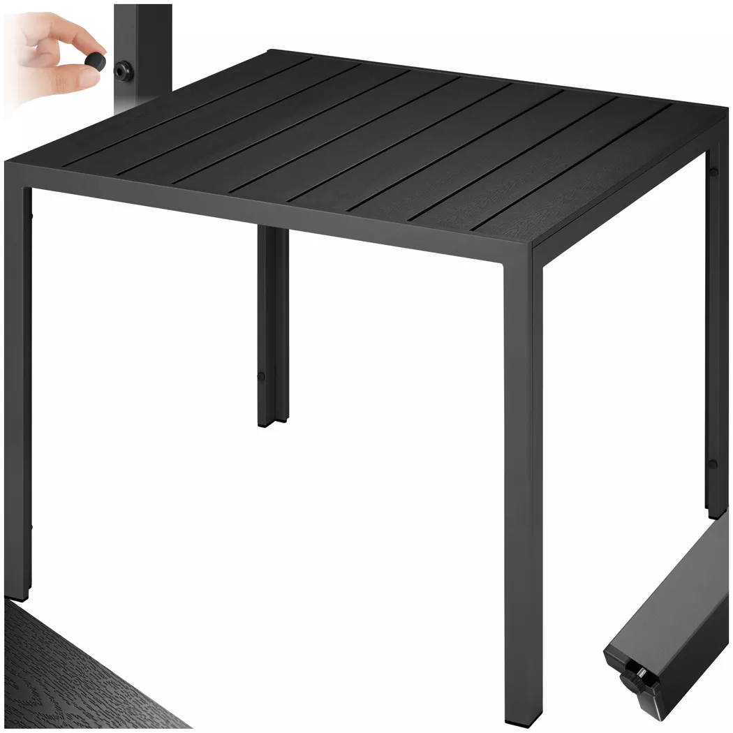 Tectake - Table de jardin carrée maren pieds réglables 90 x 90 cm x 74,5 cm - noir
