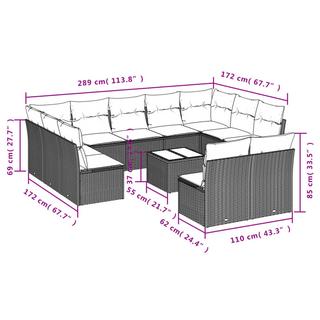 VidaXL Ensemble de canapés de jardin rotin synthétique  