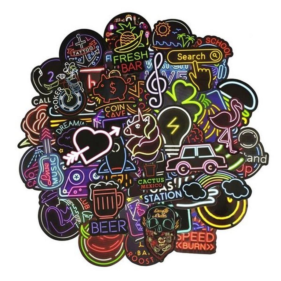 Gameloot 50x autocollants, néon  