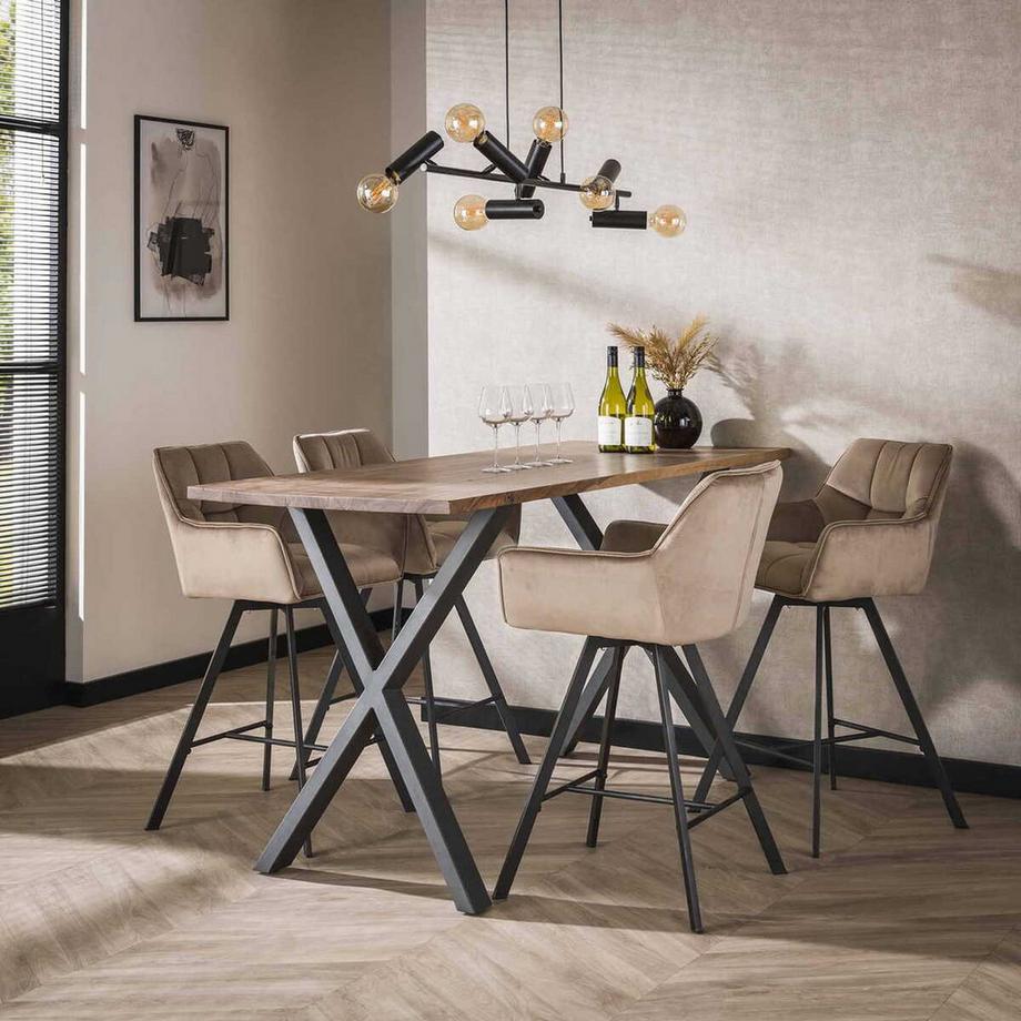 mutoni Chaise de bar Grid Velvet champagne  