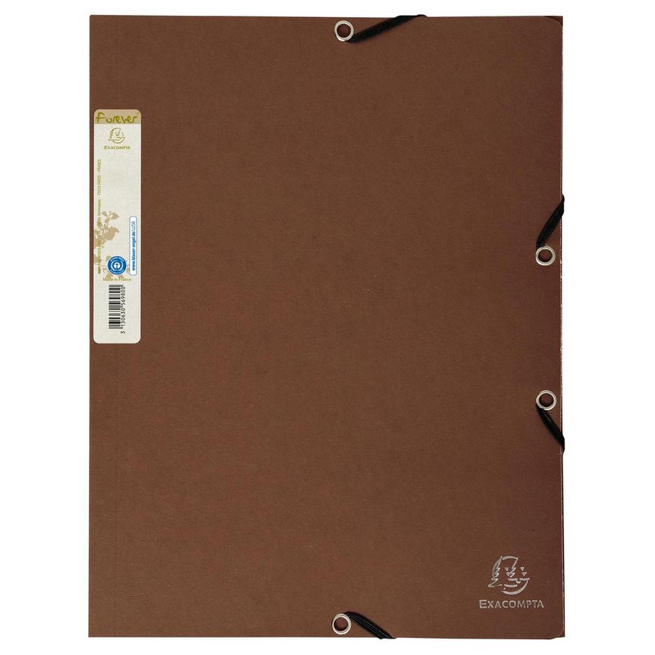 Exacompta Chemise 3 rabats à élastique carte recyclée 380g/m2 Forever - A4 - x 25  