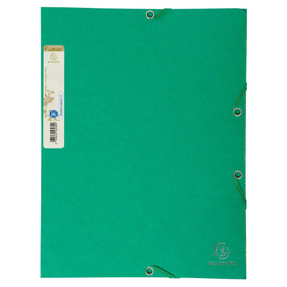 Exacompta Chemise 3 rabats à élastique carte recyclée 380g/m2 Forever - A4 - x 25  