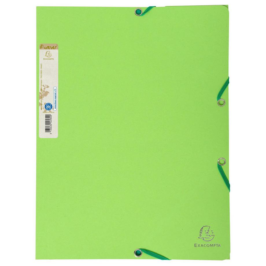 Exacompta Chemise 3 rabats à élastique carte recyclée 380g/m2 Forever - A4 - x 25  