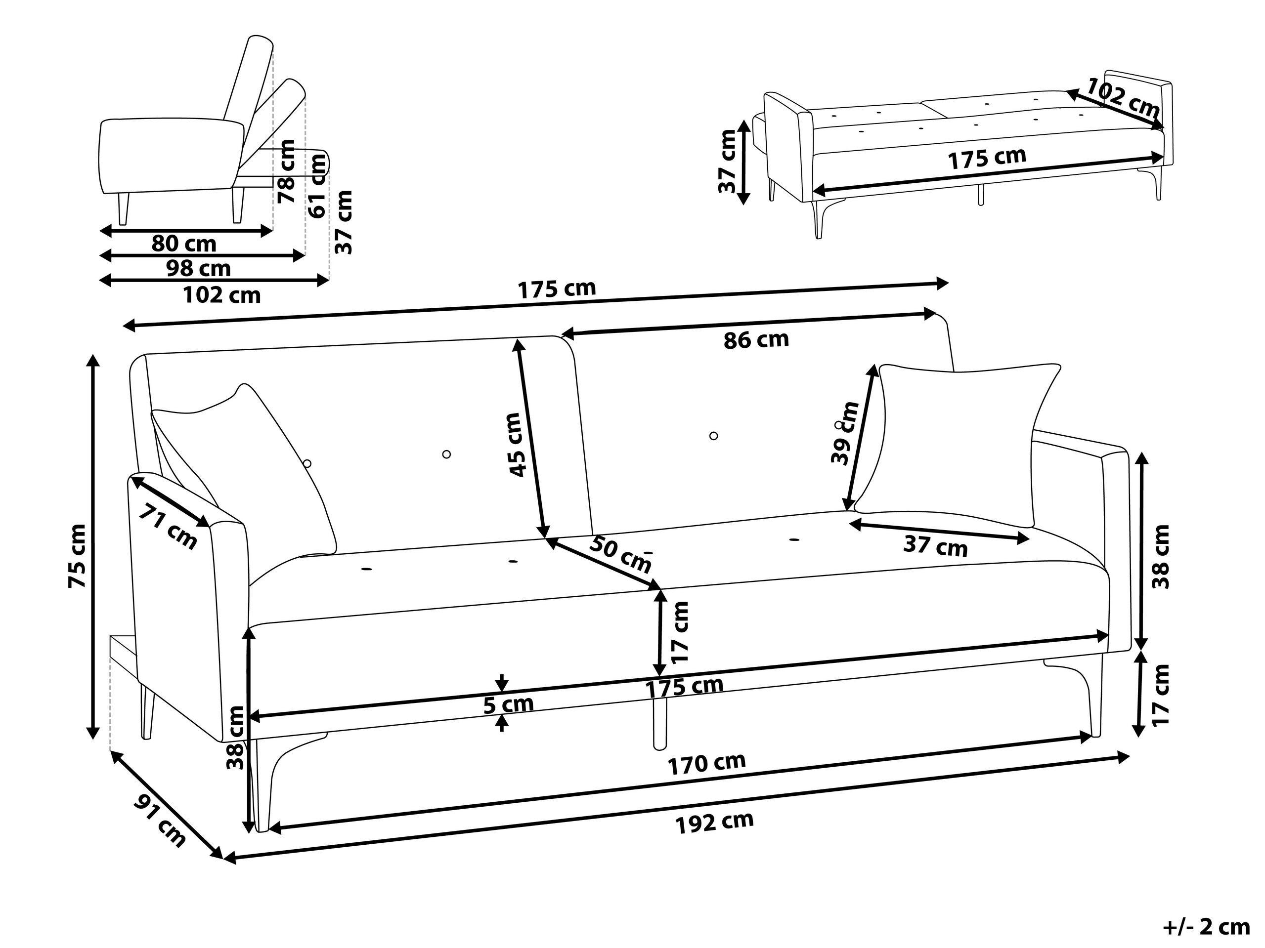 Beliani Schlafsofa aus Polyester Retro LUCAN  