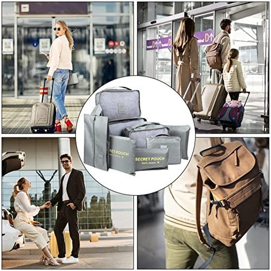 Only-bags.store  Packung mit 8 Packwürfeln, Koffer-Organisationswürfel, mit Schuhbeutel, Wäschesack, Reise-Organisatoren, Kleidersäcke, für Rucksack, 