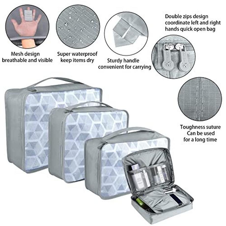 Only-bags.store  Packung mit 8 Packwürfeln, Koffer-Organisationswürfel, mit Schuhbeutel, Wäschesack, Reise-Organisatoren, Kleidersäcke, für Rucksack, 