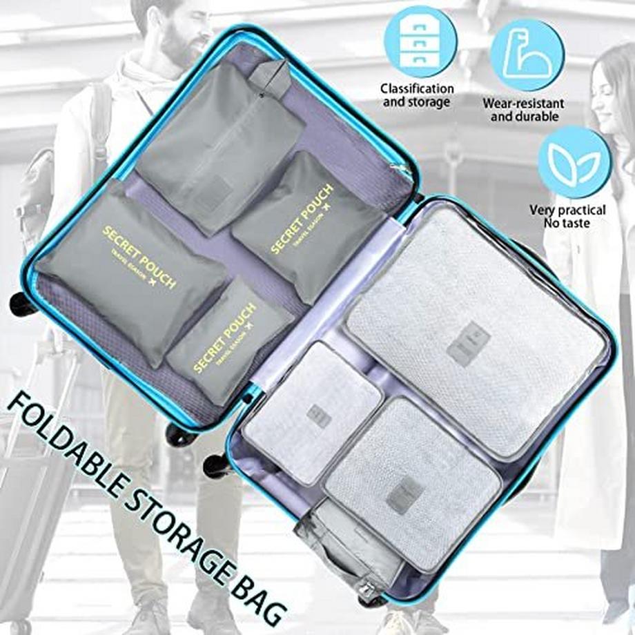 Only-bags.store  Packung mit 8 Packwürfeln, Koffer-Organisationswürfel, mit Schuhbeutel, Wäschesack, Reise-Organisatoren, Kleidersäcke, für Rucksack, 