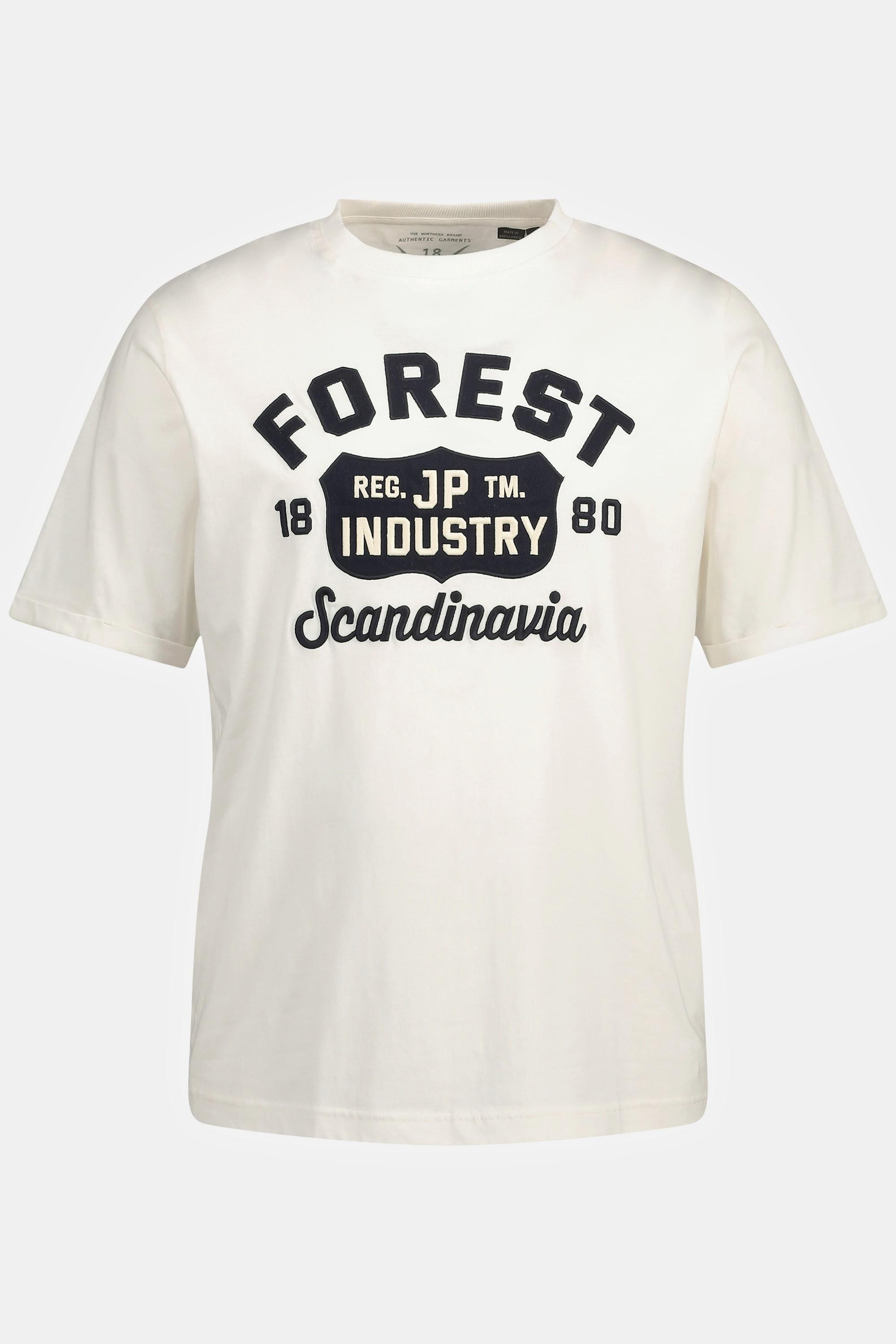 JP1880  T-shirt avec imprimé Forest, manches courtes et col rond blanc cassé 