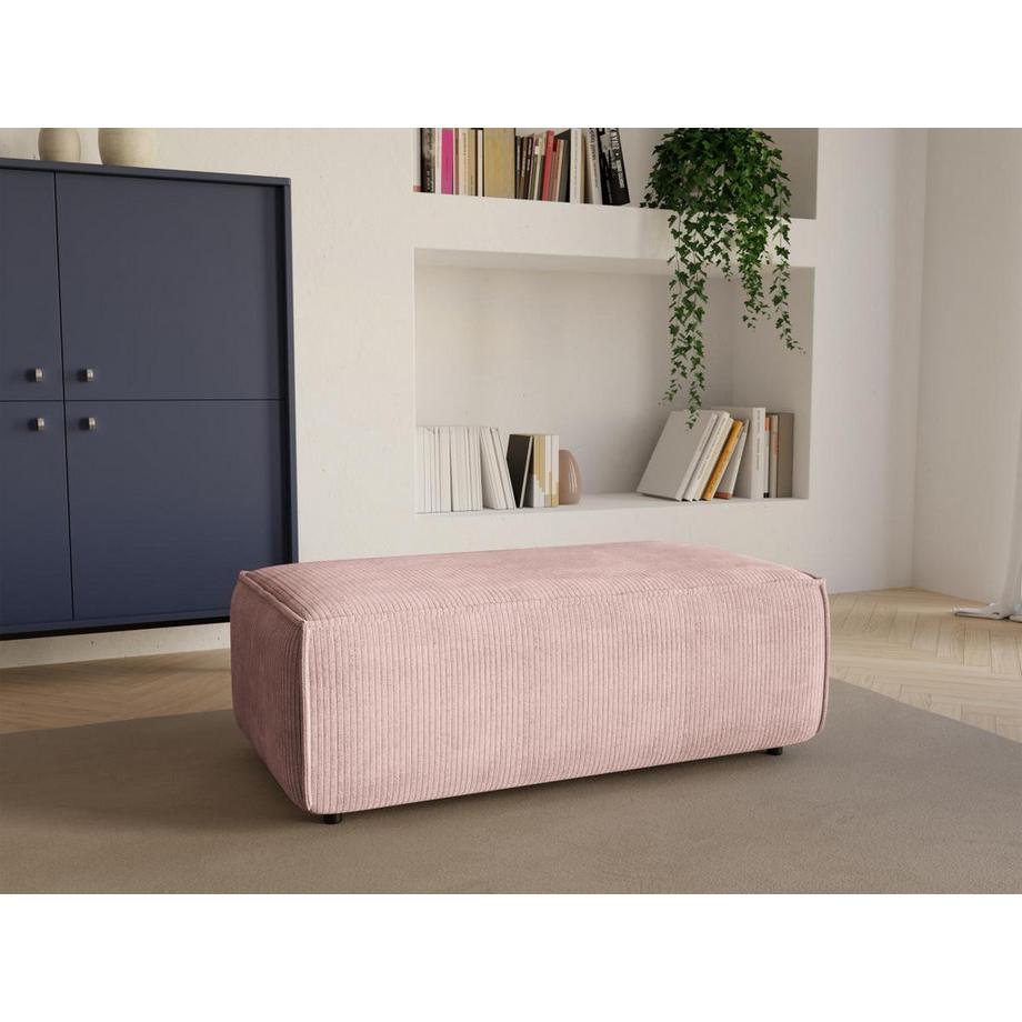 Vente-unique Pouf en velours côtelé rose poudré AMELIA  