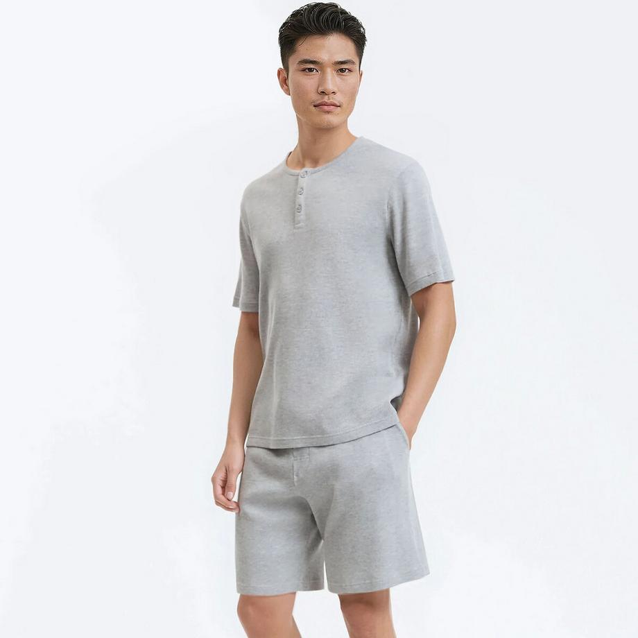 Pyjashort T-shirt col tunisien manches courtes