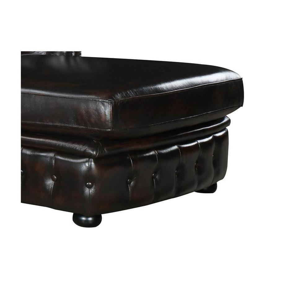 Vente-unique Canapé d'angle chesterfield BRENTON 100% cuir de buffle reflets châtains Angle droit  