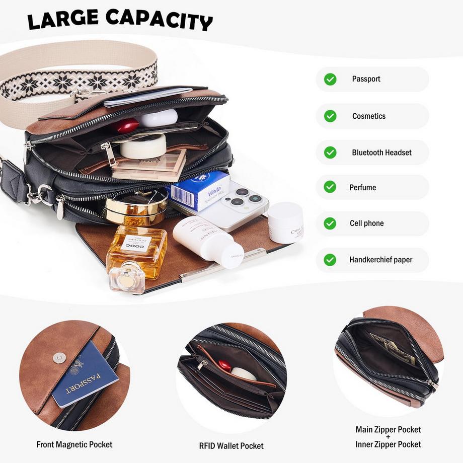 Only-bags.store Sac bandoulière en cuir végétalien avec large sangle réglable  