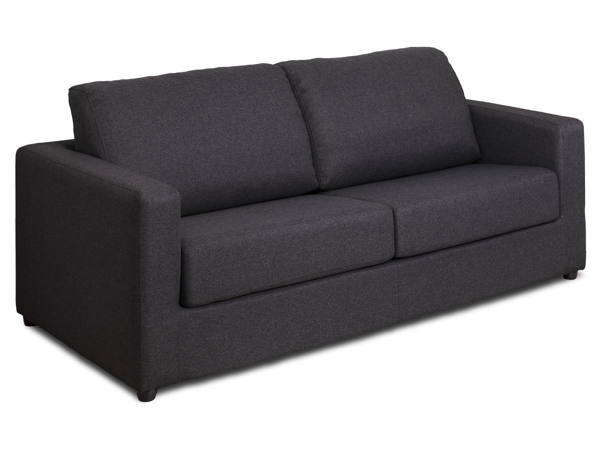 Vente-unique Schlafsofa mit Matratze 3-Sitzer - Stoff - Anthrazit - Liegefläche 140 cm - Matratze 14 cm - DONETO  