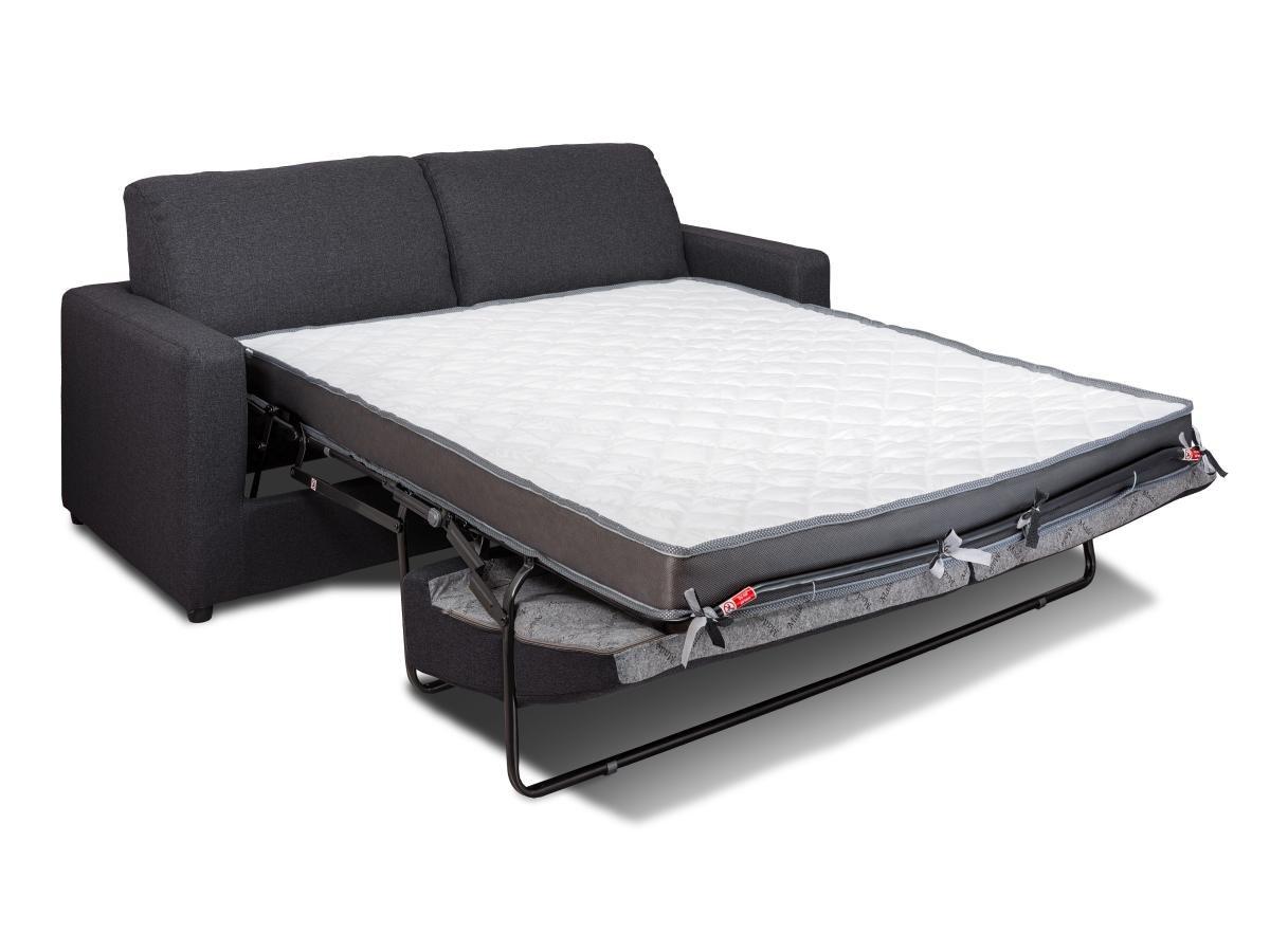 Vente-unique Canapé 3 places convertible express en tissu gris anthracite - Couchage 140 cm - Matelas 14 cm DONETO  