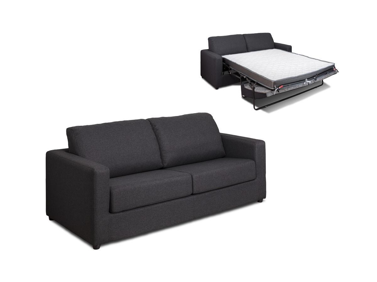 Vente-unique Canapé 3 places convertible express en tissu gris anthracite - Couchage 140 cm - Matelas 14 cm DONETO  