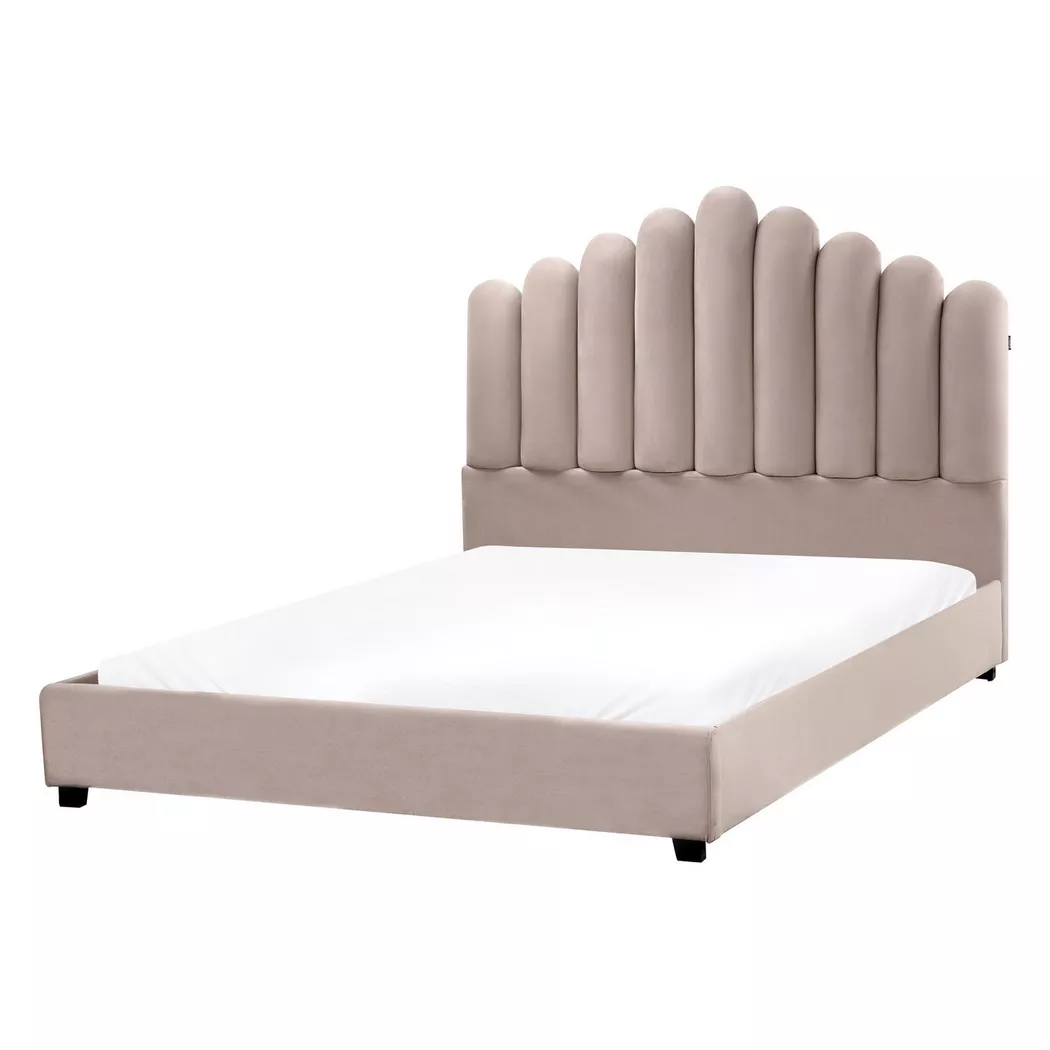Beliani - Wasserbett aus Samtstoff  VINCENNES, Taupe