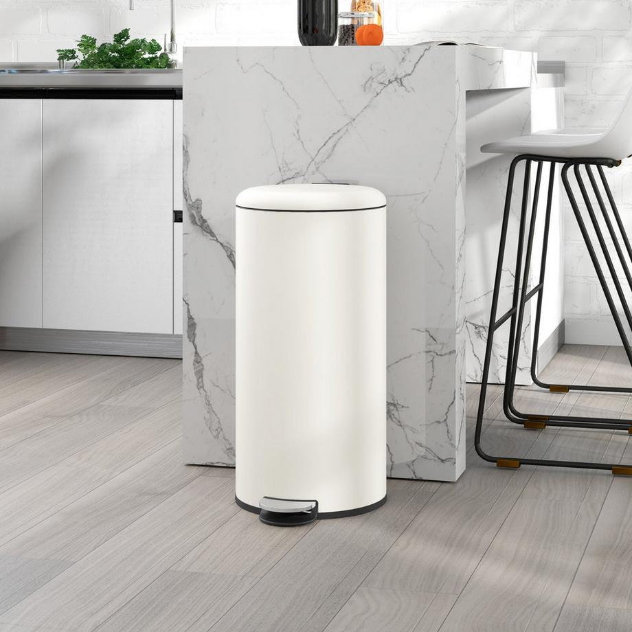 Northio Pattumiera a pedale 30 l, pattumiera per cosmetici, pattumiera con coperchio e pedale, pattumiera con contenitore interno, per soggiorno, ufficio, metallo, 36 x 30 x 63,5 cm  