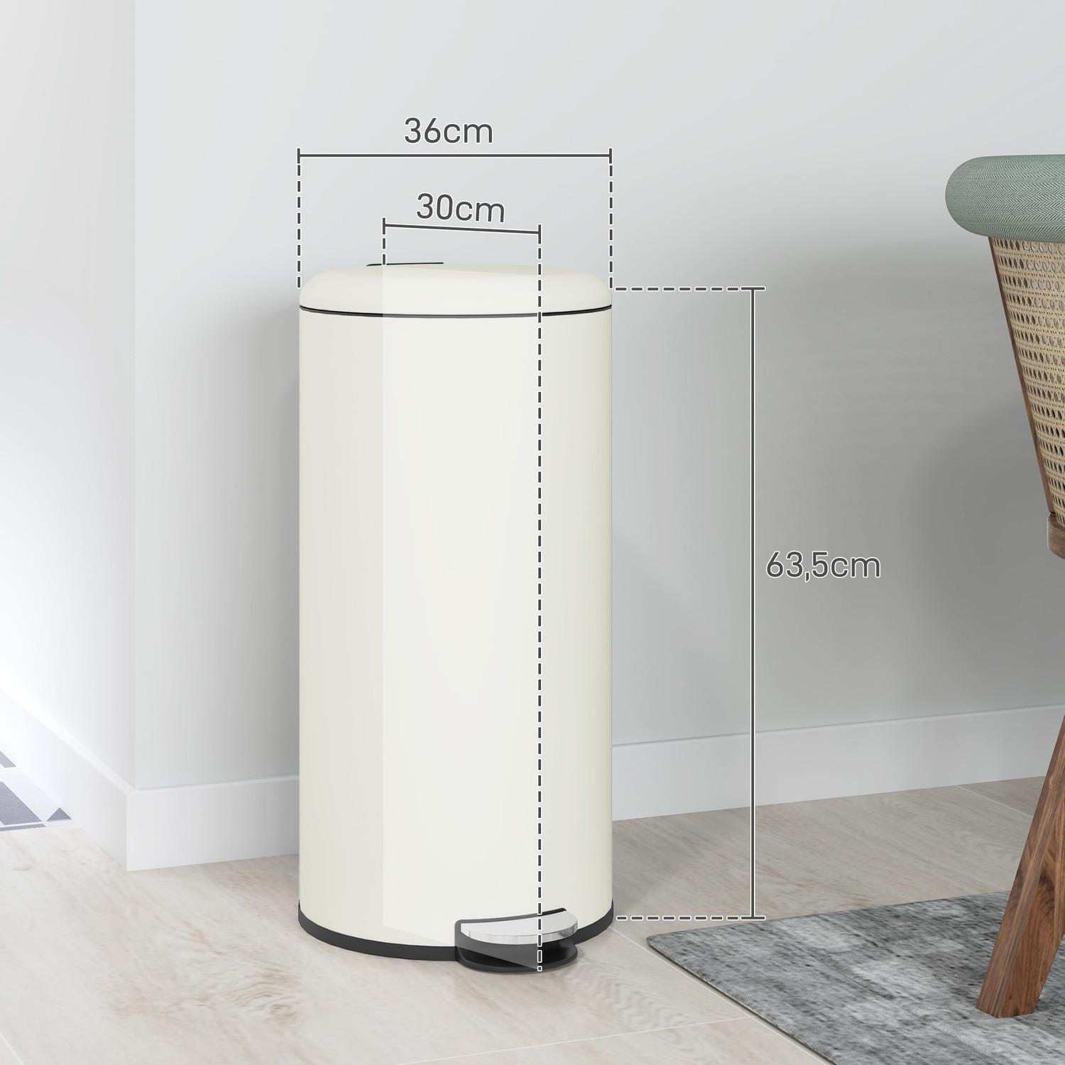 Northio Mülleimer 30L Treteimer Kosmetikeimer Abfalleimer mit Deckel und Fußpedal, Müllbehälter mit Inneneimer, für Wohnzimmer, Büro, Metall, 36 x 30 x 63,5 cm  