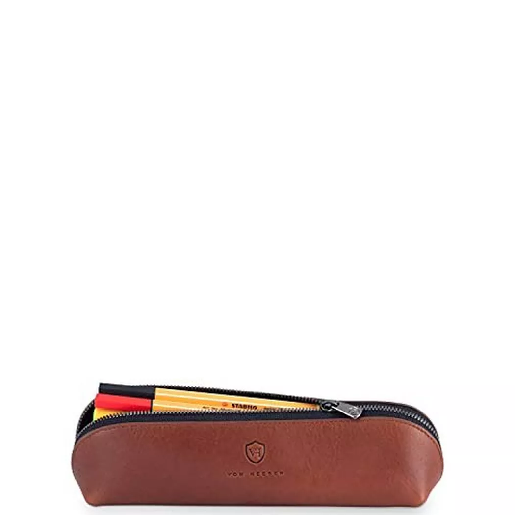 Only-bags.store - Federmäppchen aus echtem Leder, One Size, Braun