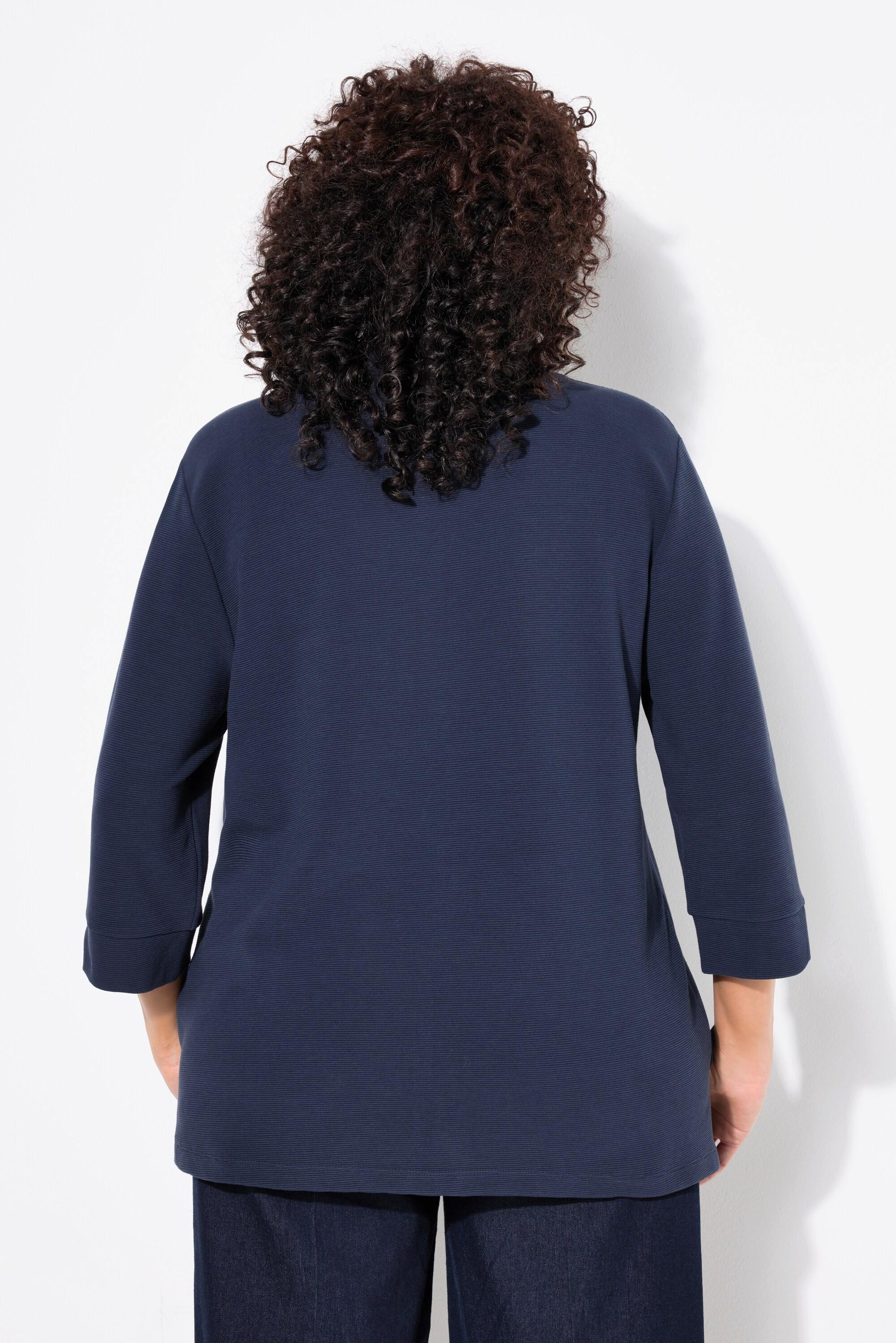 Ulla Popken  Sweatshirt, Querrippen, Stehkragen, 3/4-Arm 