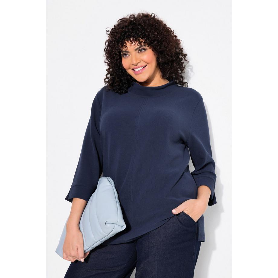 Ulla Popken Querrippen Stehkragen 3/4-Arm Sweatshirt  