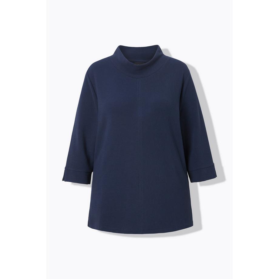 Ulla Popken Querrippen Stehkragen 3/4-Arm Sweatshirt  
